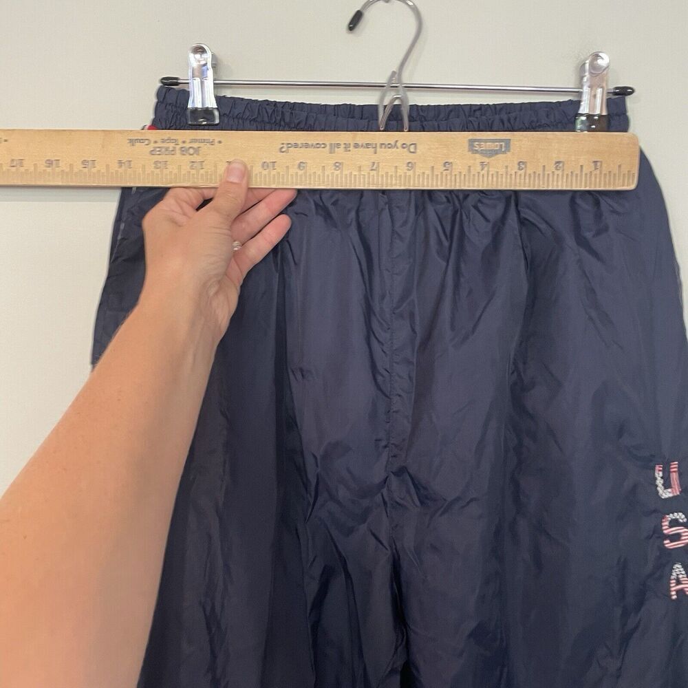 VTG USA Embroidered Windbreaker Track Pants Large Navy Blue Lined Olympics - Picture 3 of 9